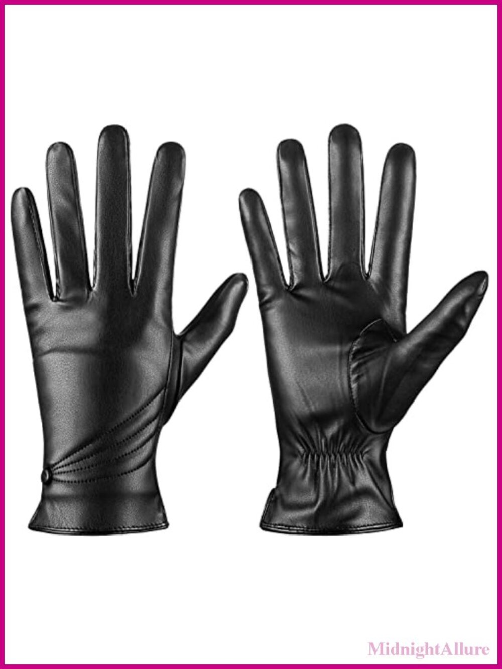 PU Leather Cashmere Lined Winter Gloves Touchscreen Driving Women